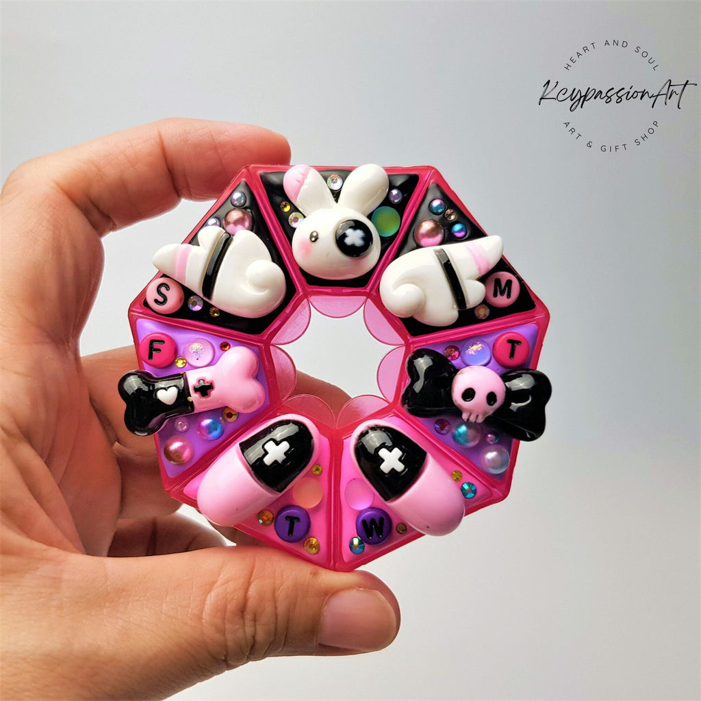 Bad Rabbit Decorated Heptagon Pill Box