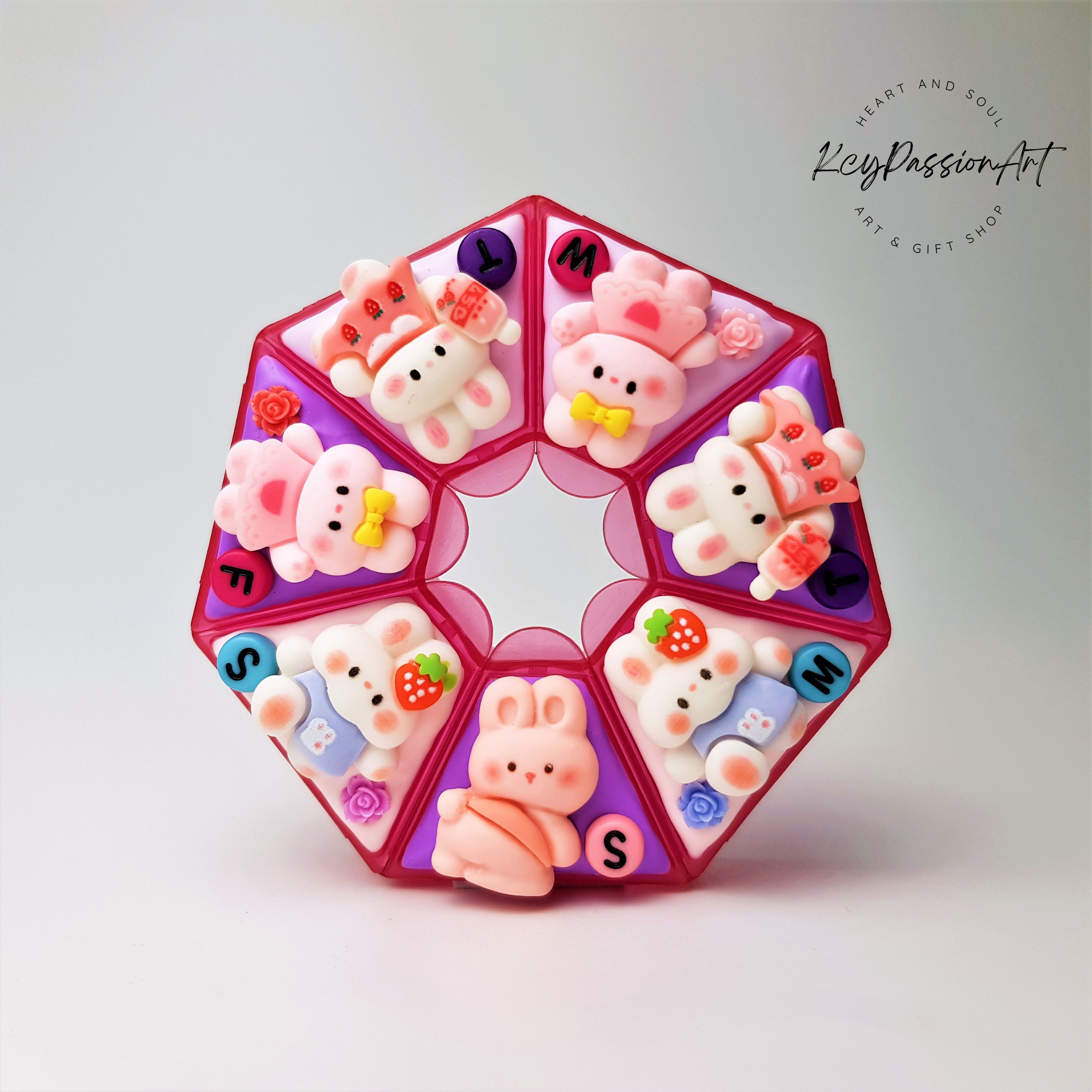 Playful Bunnies - Heptagon Pill Box