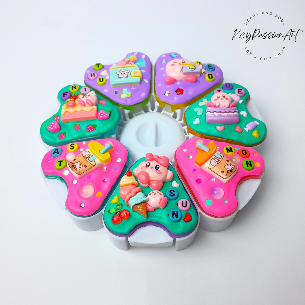 Jumbo-Pillenbox mit 8 Fächern, dekoriert, für 7 Tage, „Kabi Daily Fun“, für Medikamente, Vitamine und Nahrungsergänzungsmittel