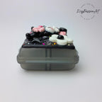 Pillenbox „Playful Black Cutie“ zum Aufklappen und Falten, Medikamenten- und Vitaminspender, 7-Tage-Pillenbox für Tag und Nacht