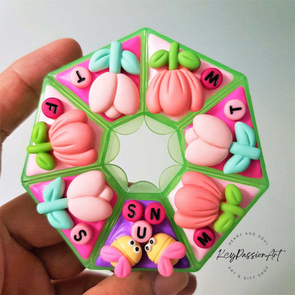 Tulip Flowers - Heptagon Pill Box