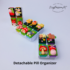 Pilulier AM/PM détachable « Forêt de champignons », organisateur de pilules 7 jours, pilulier jour et nuit, distributeur de pilules, pilulier 7 jours