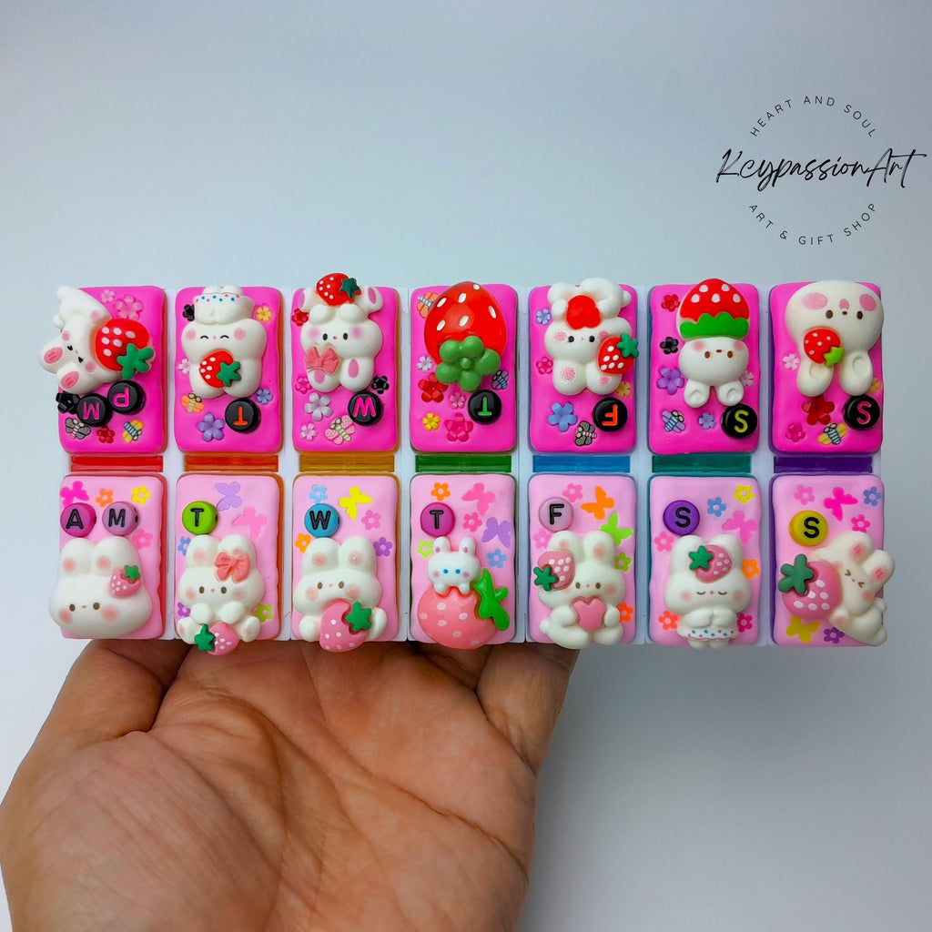 Strawberry Bunnies - Detachable Pill Box