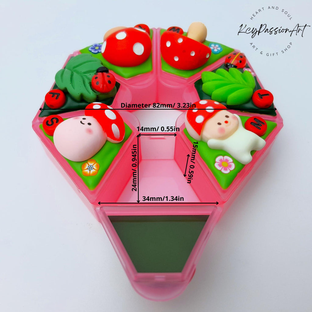 Mushroom Craze Decorated Heptagon Pill Box