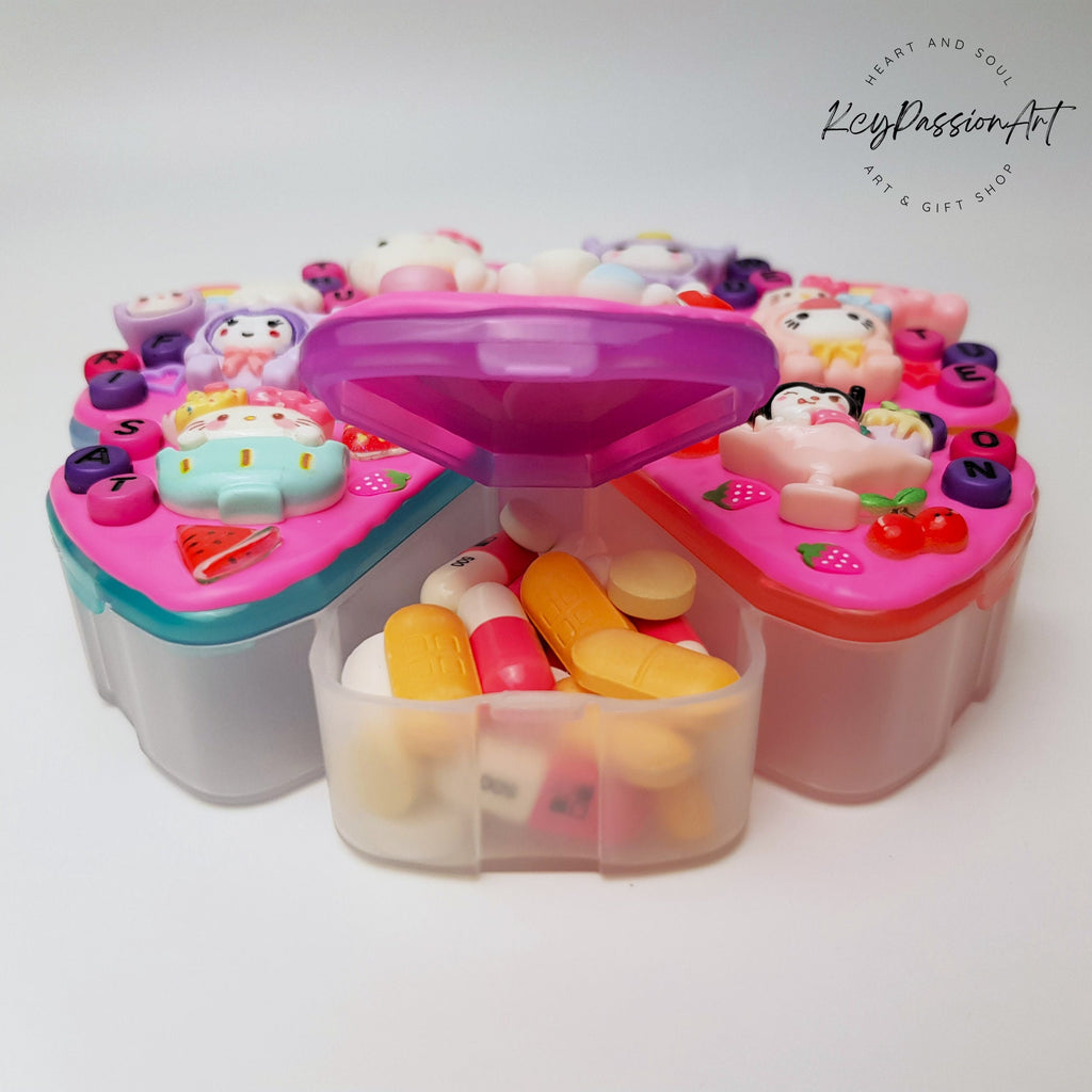 XL 7-Tage-Pillenbox „BFF“ für morgens und abends, 8-Fächer-Pillenbox, Spender für Medikamente und Vitamine