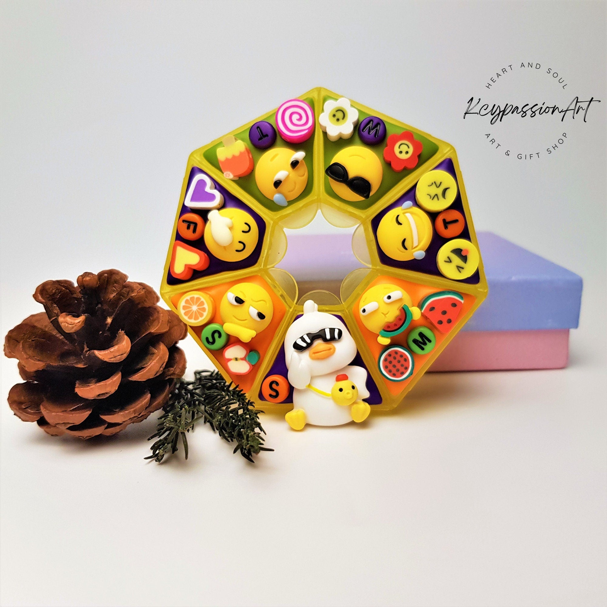 Pilulier 7 jours « Émojis Émotions », distributeur de médicaments et de compléments vitaminiques, pilulier 7 jours et 7 nuits