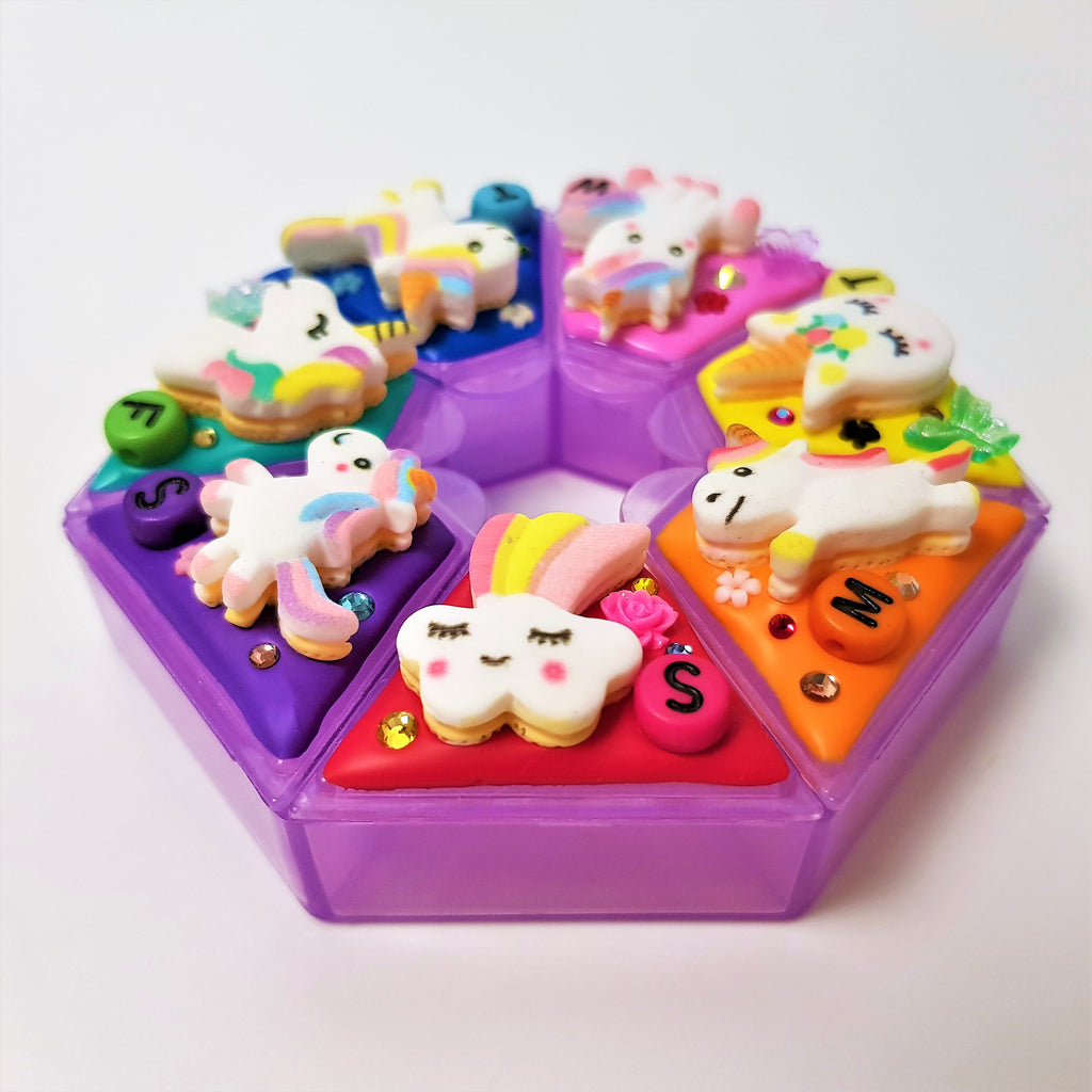 7-Tage-Pillenbox „Einhorn“ – Niedliche Pillendose, Pillenetui, Medikamenten- und Vitaminspender, Wochen-Pillenbox