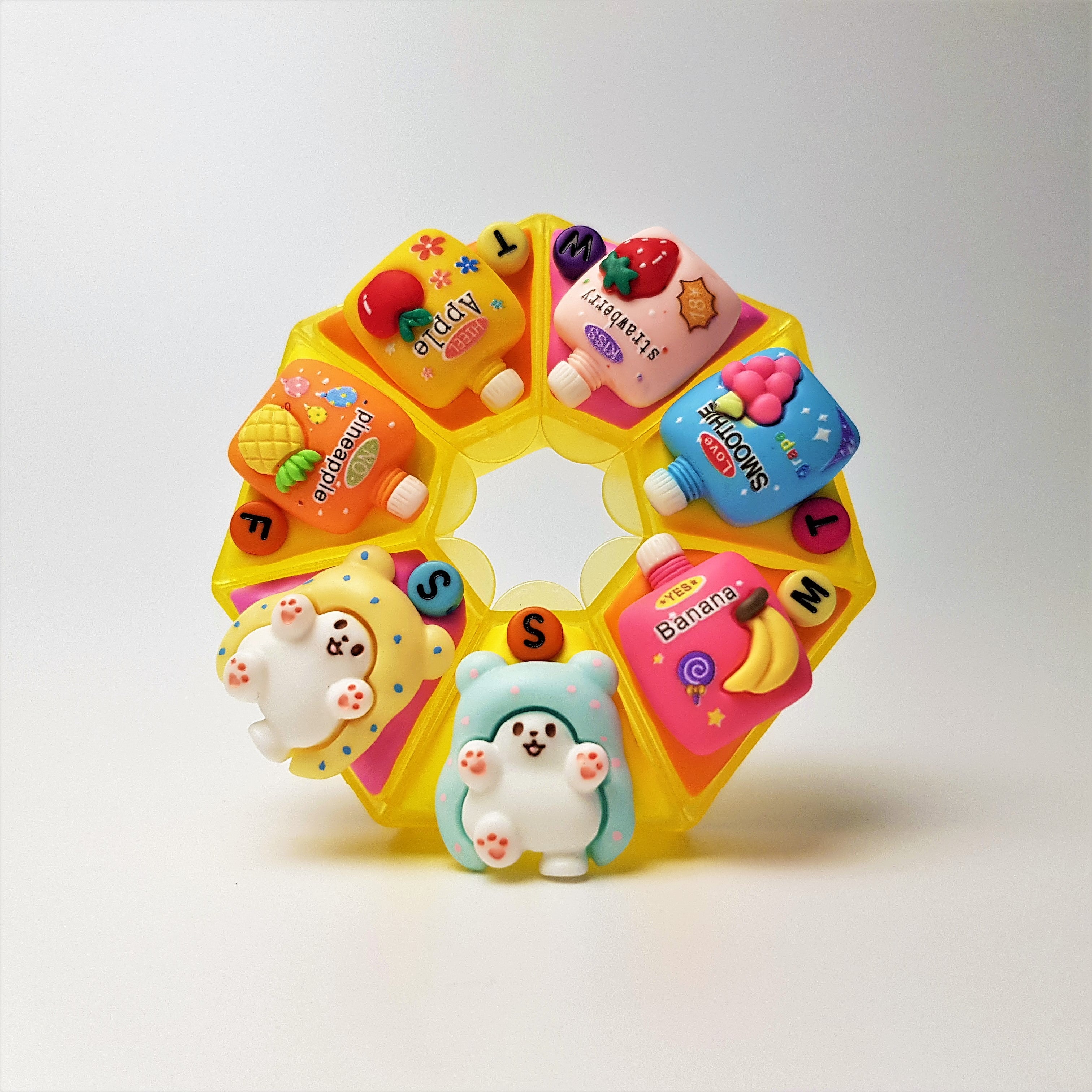 Pilulier 7 jours « Fat Meow Smoothie », pilulier mignon, distributeur de médicaments et de compléments vitaminiques, pilulier hebdomadaire pour 7 jours