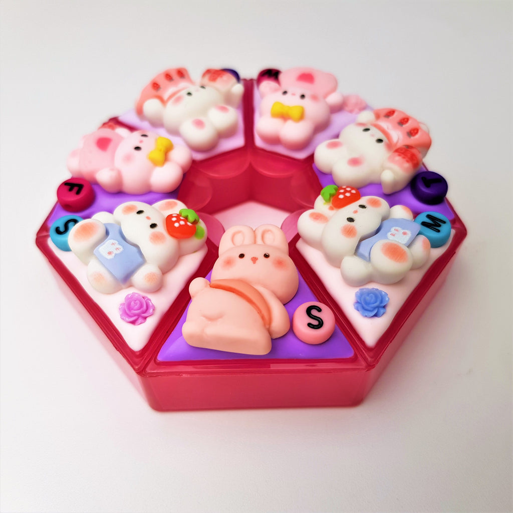 Playful Bunnies - Heptagon Pill Box