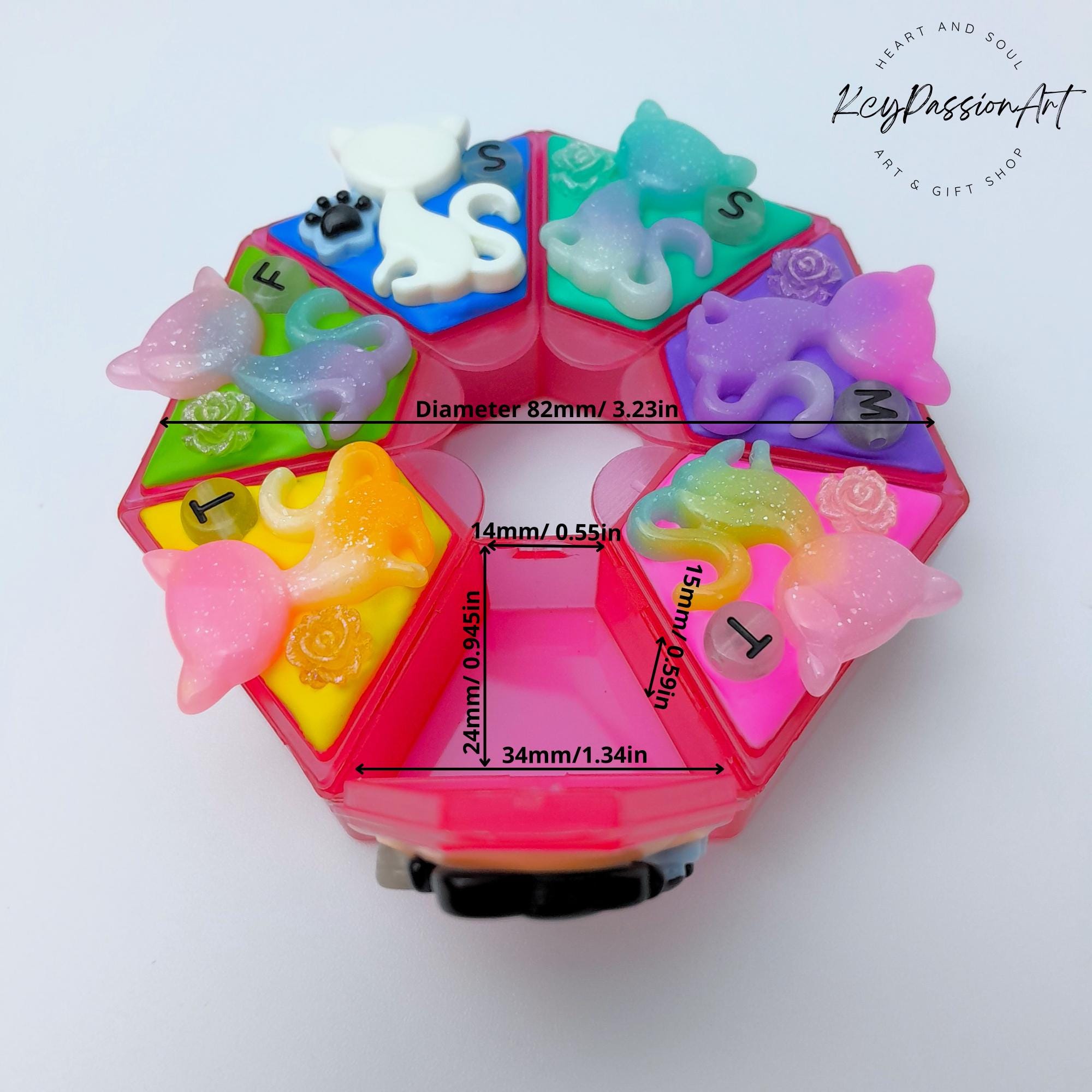 Colorful Cats - Heptagon Pill Box