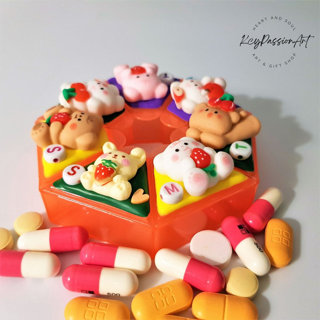 7-Tage-Pillenbox „Meine Lieblingsfrüchte“ für morgens und abends, Medikamenten- und Vitaminspender für 7 Tage, Pillendose für Tag und Nacht