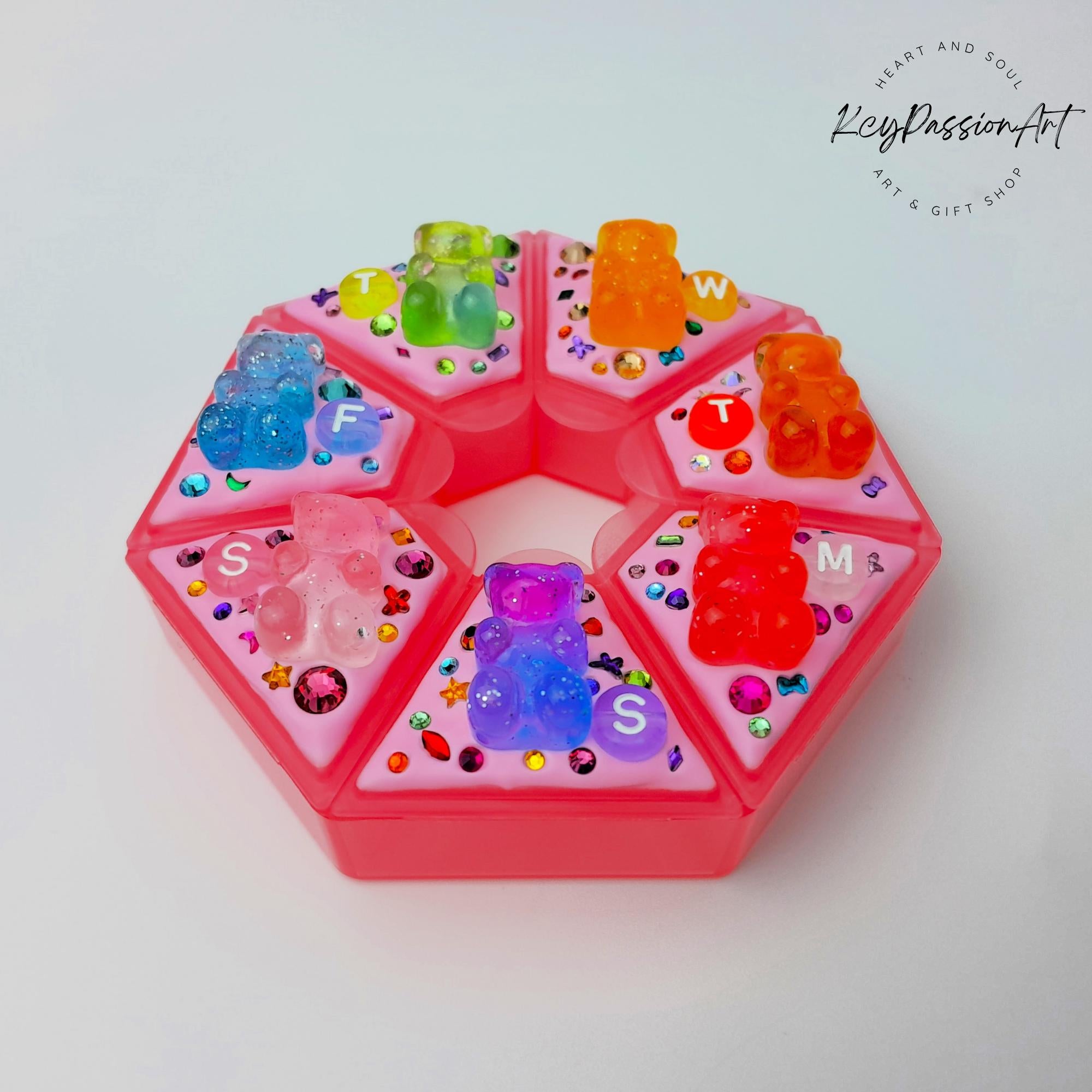 Glitter Gummy Bears - Heptagon Pill Box