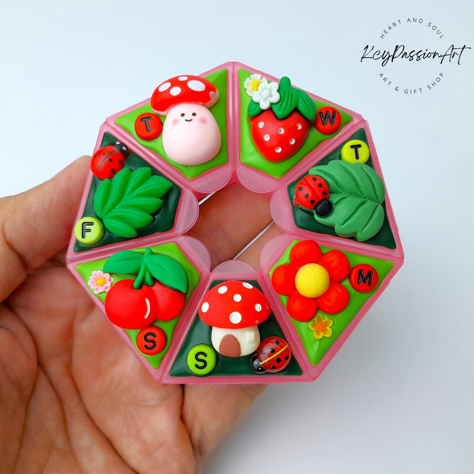 Mushroom Cherry Strawberry - Heptagon Pill Box