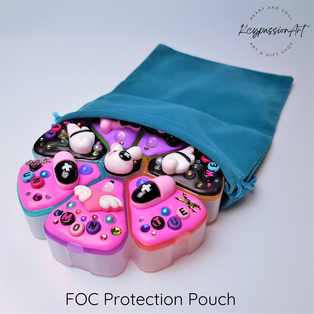 XL 7-Tage-Pillenbox mit Dekor „Bad Rabbit“, 8 Fächer, Pillendose für Medikamente, Vitamine und Nahrungsergänzungsmittel, niedlicher Pillenbehälter