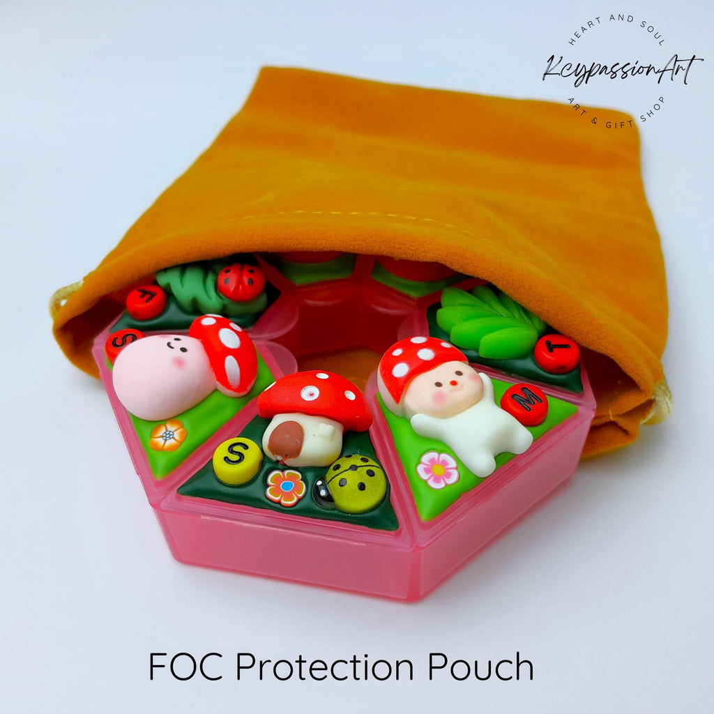 Mushroom Craze Decorated Heptagon Pill Box