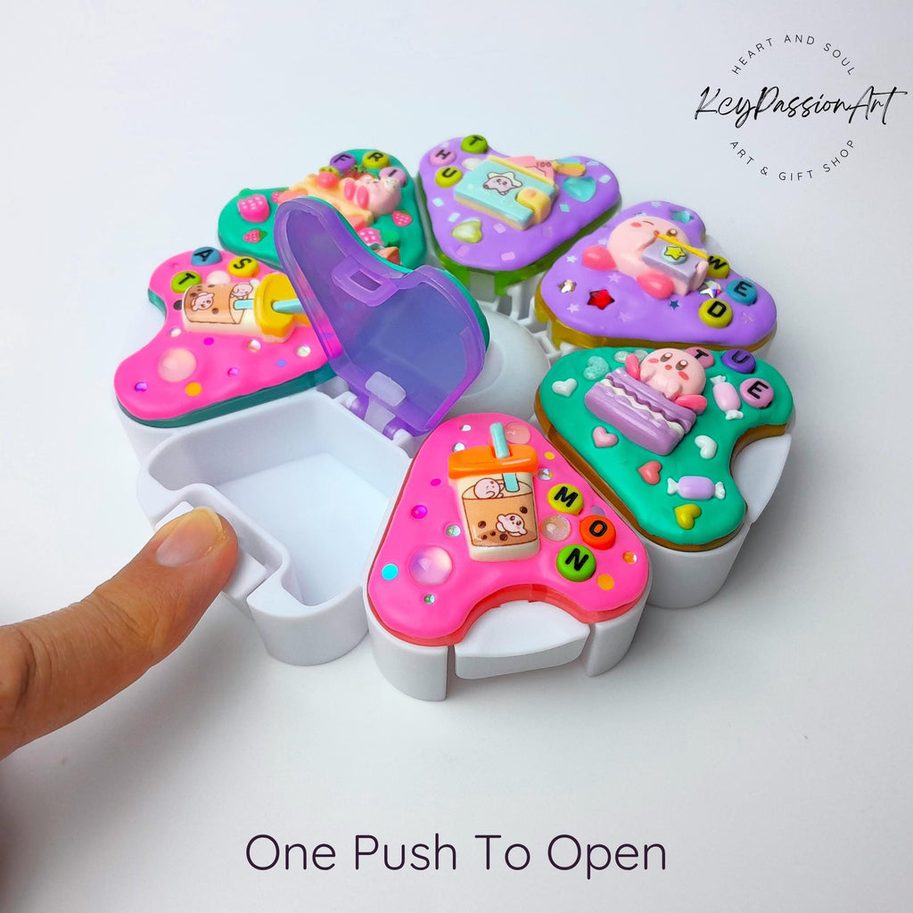 Jumbo-Pillenbox mit 8 Fächern, dekoriert, für 7 Tage, „Kabi Daily Fun“, für Medikamente, Vitamine und Nahrungsergänzungsmittel