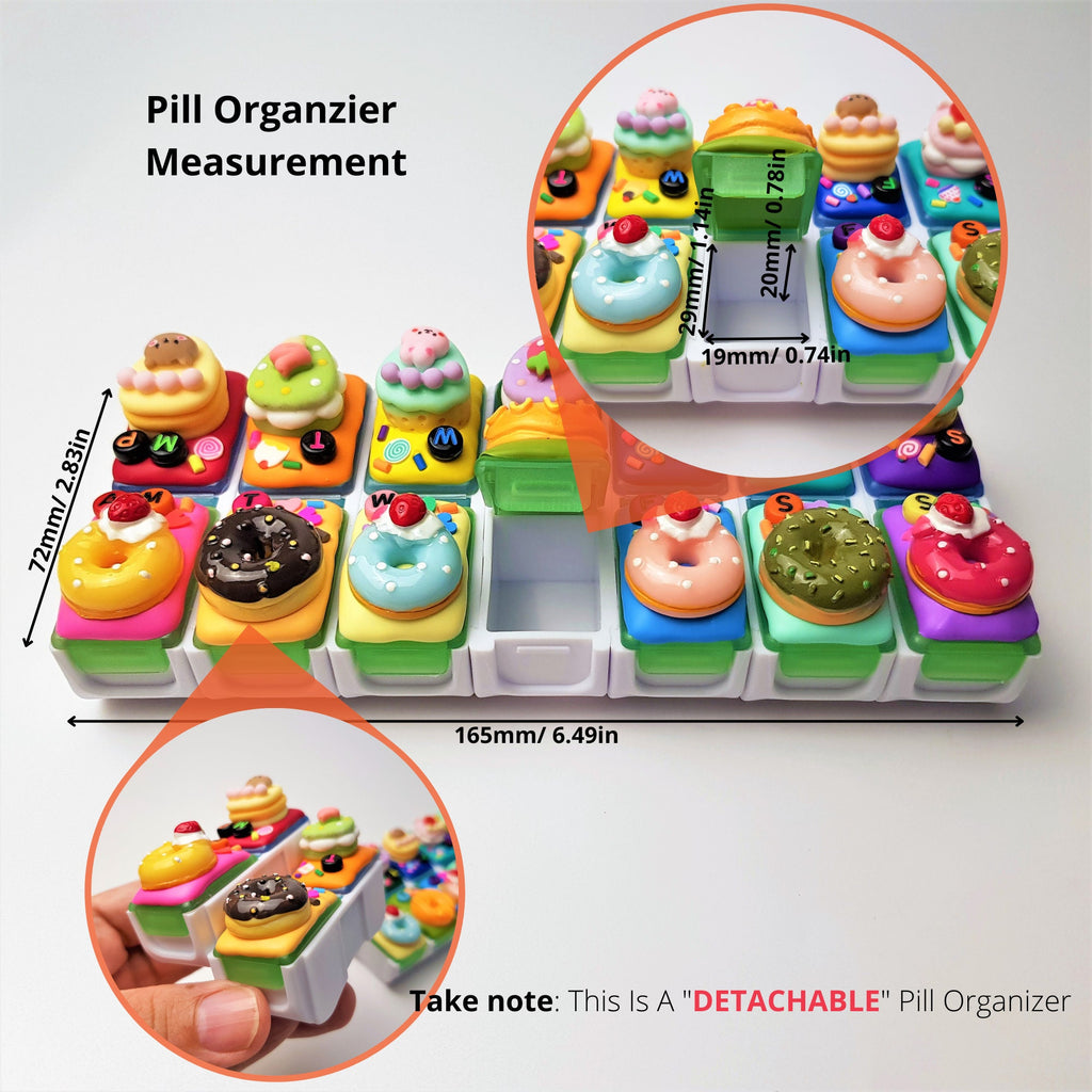 Sweet Desire Decorated 14 Compartments Detachable Pill Box