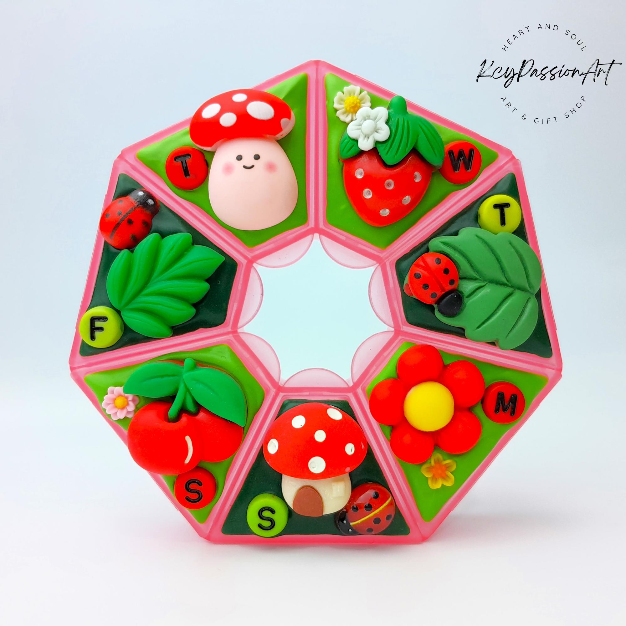 Mushroom Cherry Strawberry - Heptagon Pill Box
