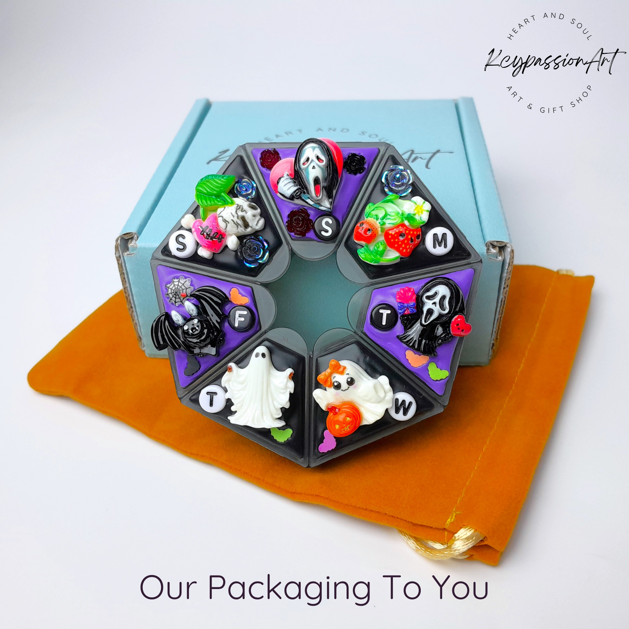 Halloween Decorated Heptagon Pill Box