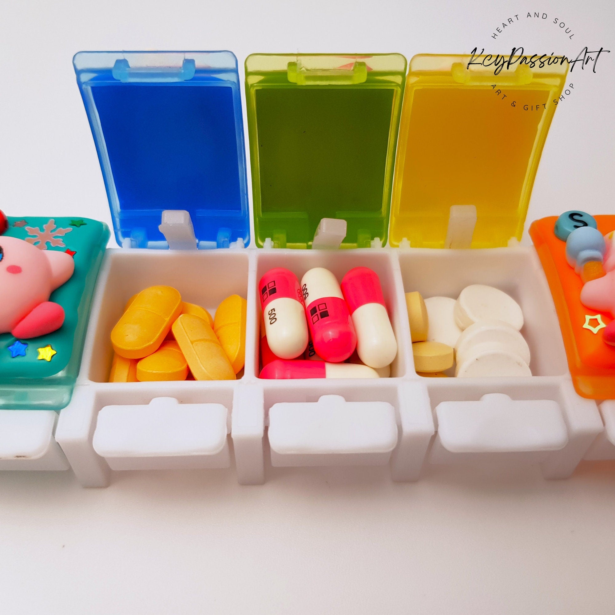 7 Magic Kabi Pink Balls Decorated Straight Long Pill Box