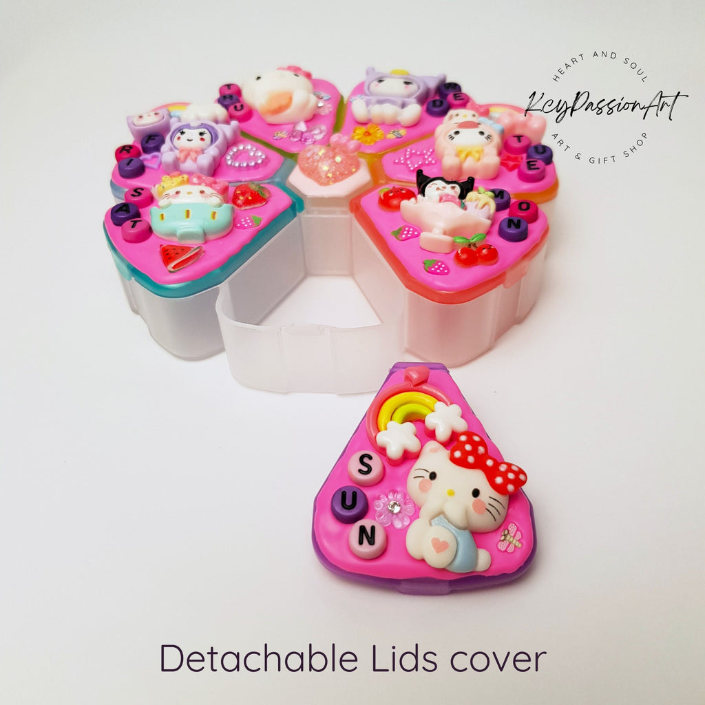 XL 7-Tage-Pillenbox „BFF“ für morgens und abends, 8-Fächer-Pillenbox, Spender für Medikamente und Vitamine