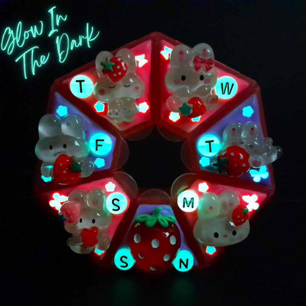 Strawberry Bunny Fun - Heptagon Pill Box