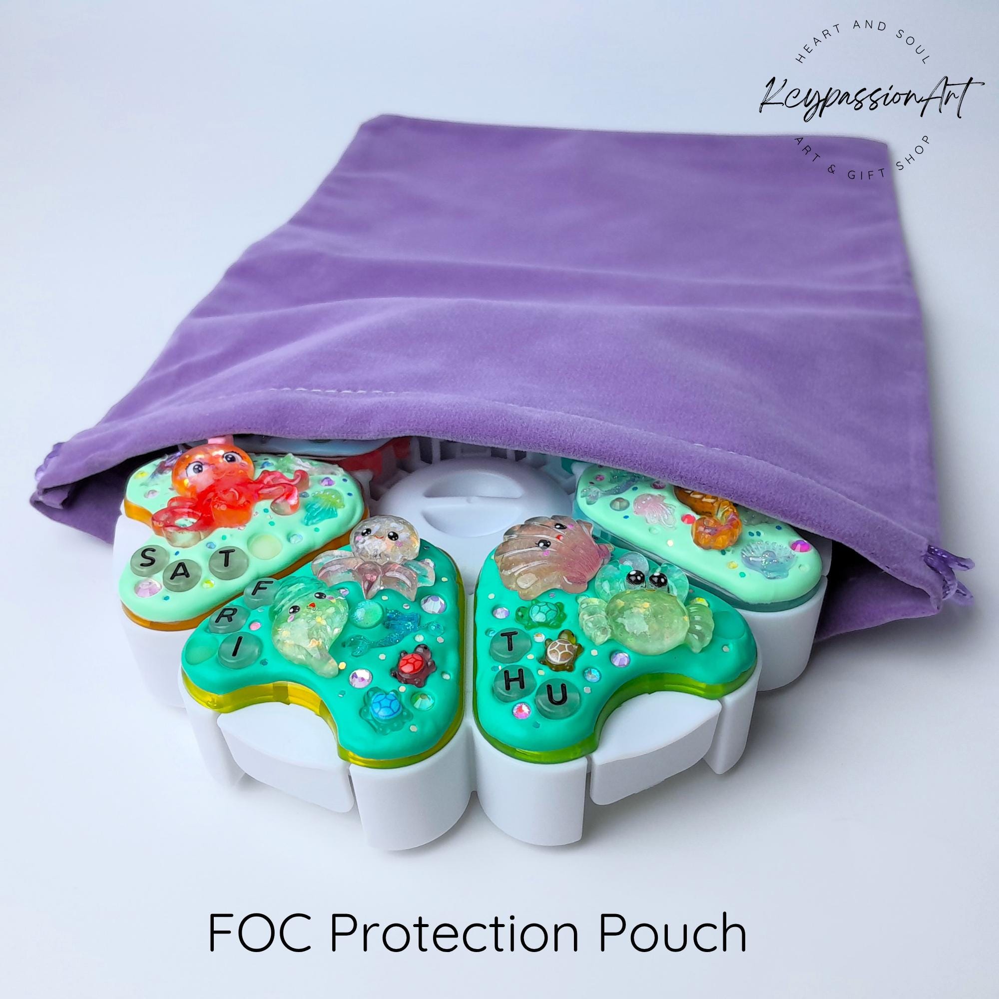 Jumbo-Pillenbox mit 8 Fächern, dekoriert, 7 Tage, Motiv: Meerjungfrauen-Mythos, Behälter für Medikamente, Vitamine und Nahrungsergänzungsmittel