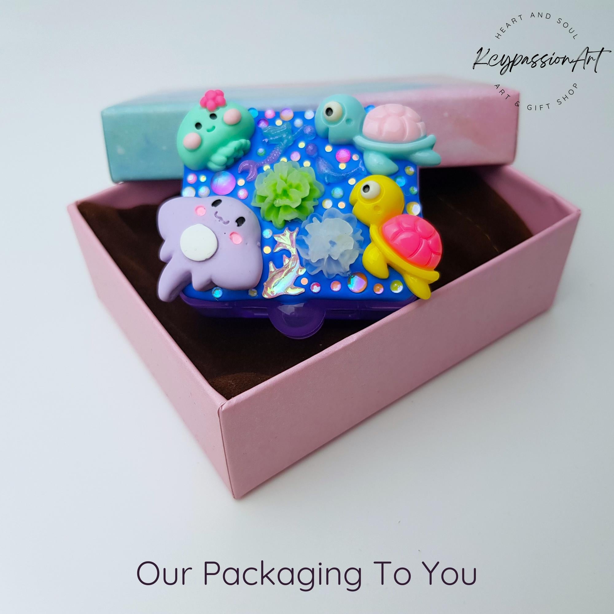 Pilulier journalier « Ocean Love » - Boîte à pilules journalière, pilulier pour 1 jour, pilulier jour et nuit