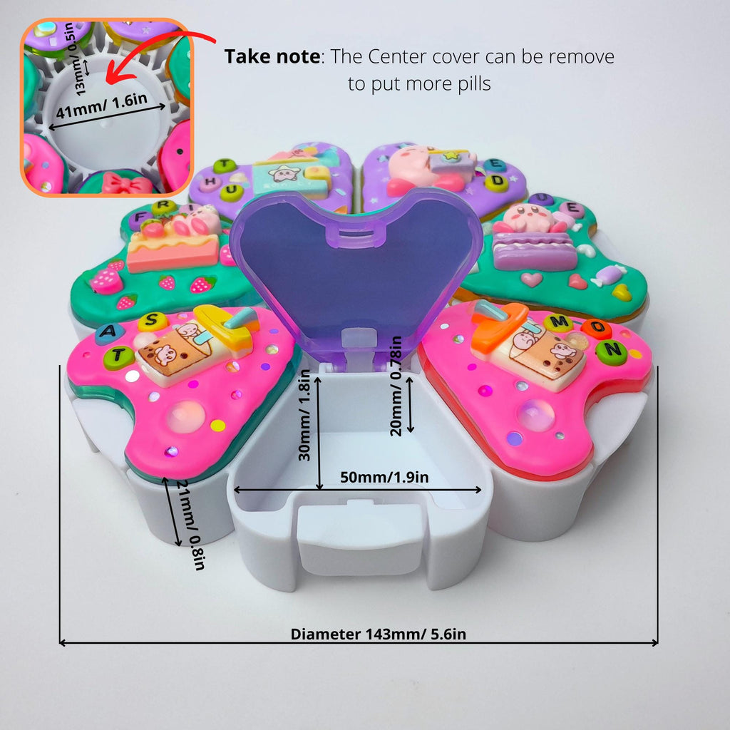 Jumbo-Pillenbox mit 8 Fächern, dekoriert, für 7 Tage, „Kabi Daily Fun“, für Medikamente, Vitamine und Nahrungsergänzungsmittel