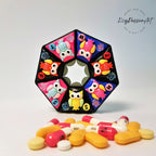 Colorful Wise Owls - Heptagon Pill Box