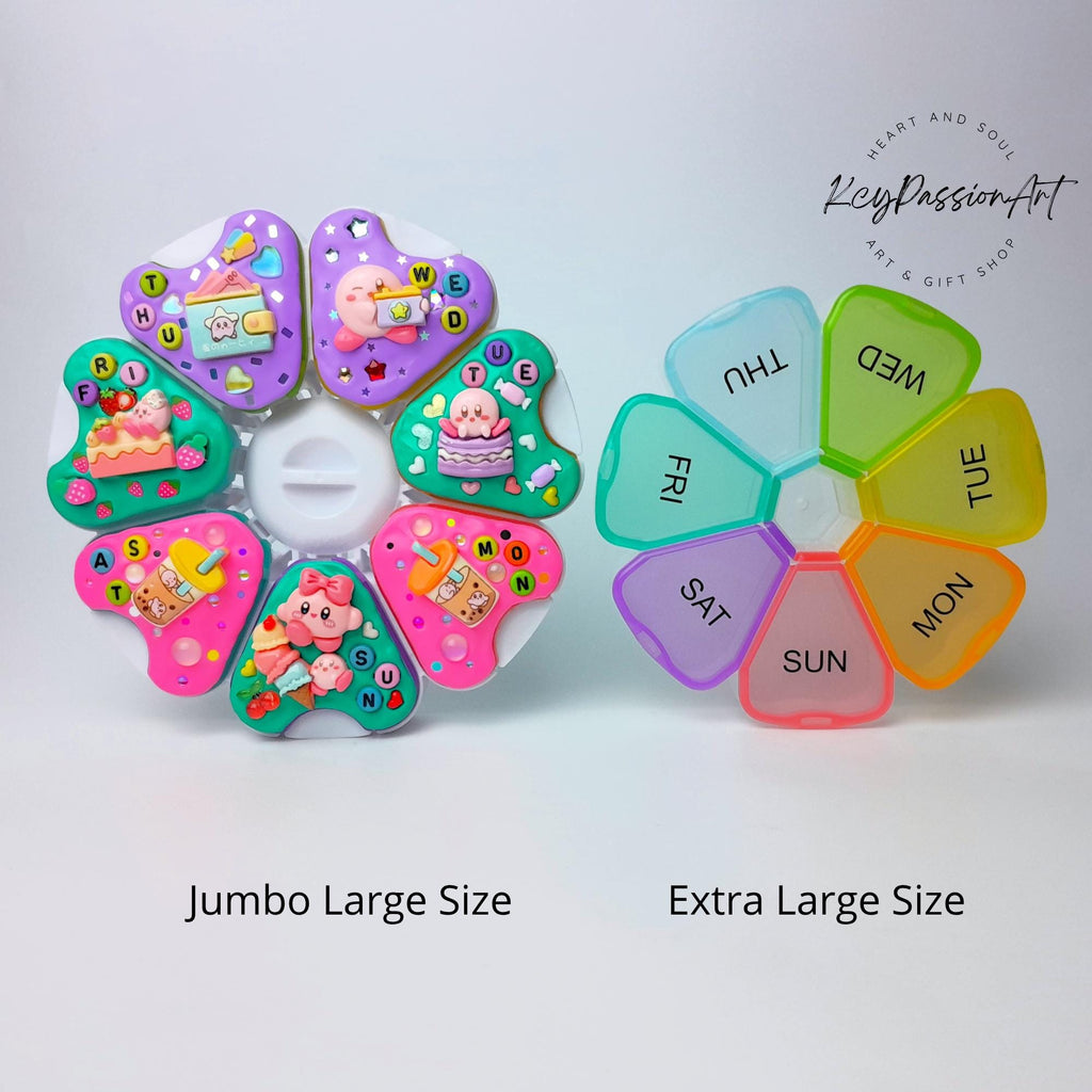 Jumbo-Pillenbox mit 8 Fächern, dekoriert, für 7 Tage, „Kabi Daily Fun“, für Medikamente, Vitamine und Nahrungsergänzungsmittel