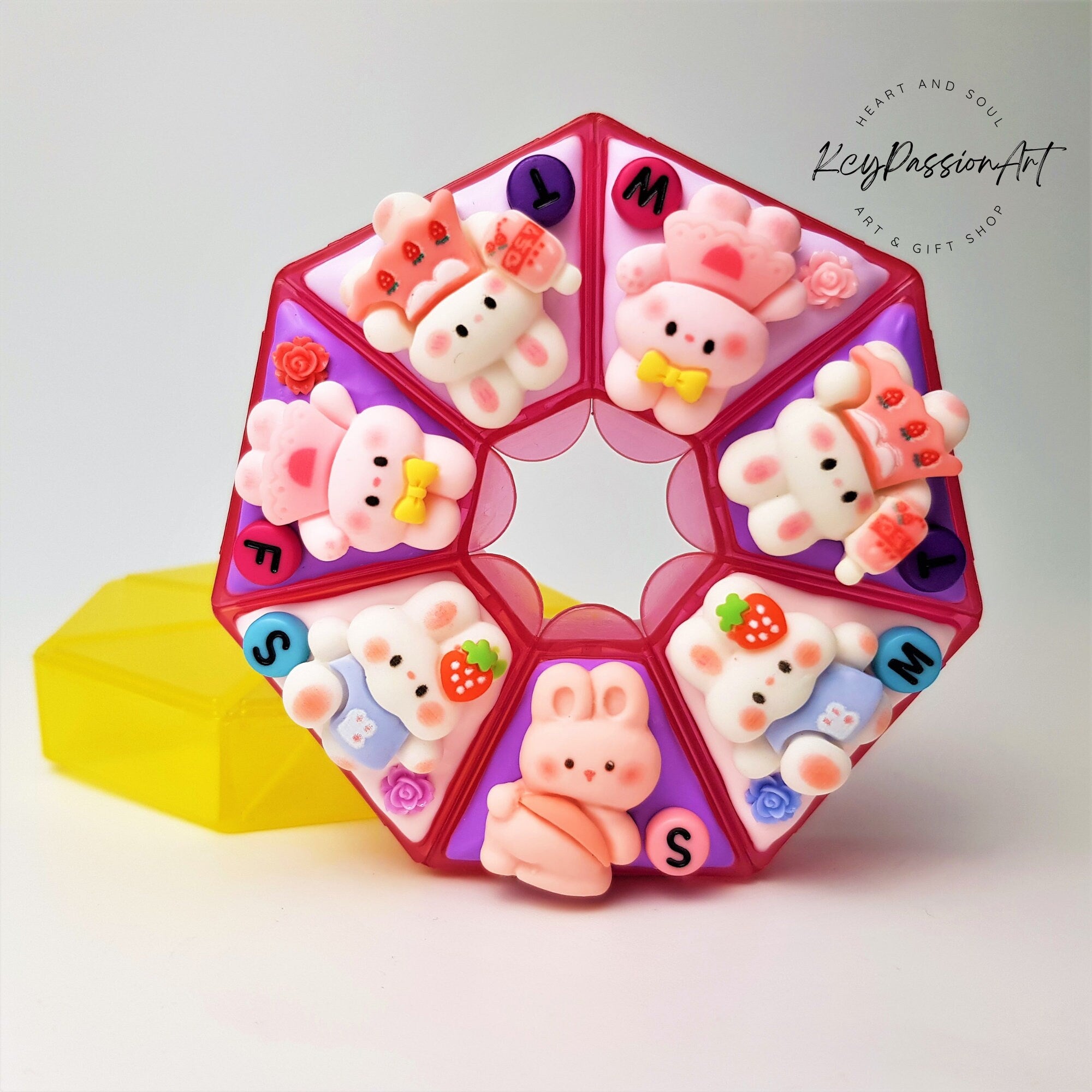 Playful Bunnies - Heptagon Pill Box