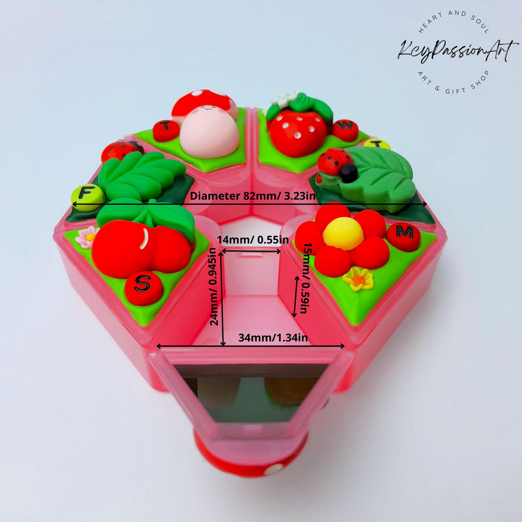 Mushroom Cherry Strawberry - Heptagon Pill Box
