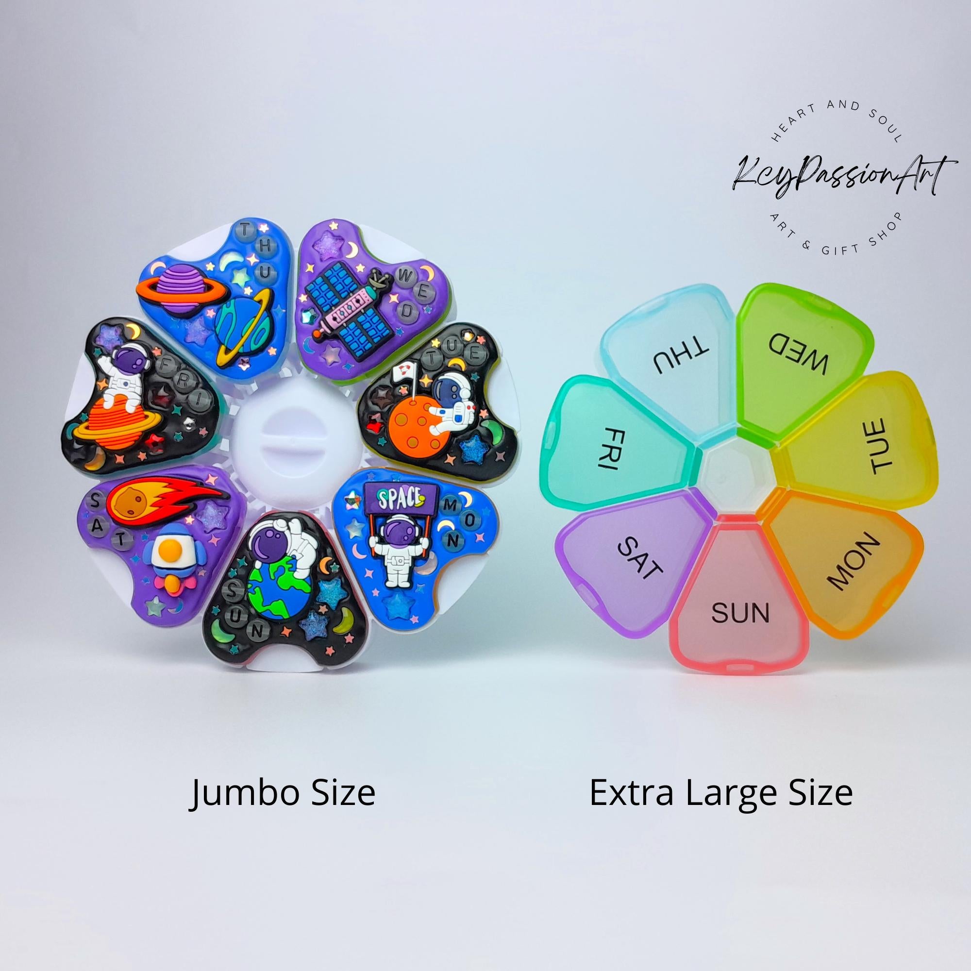 Jumbo-Pillenbox mit Dekor für 7 Tage, Motiv: „Ich brauche meinen Platz“, 8 Fächer, Behälter für Medikamente und Vitaminpräparate