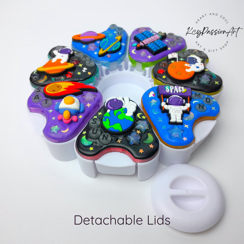 Jumbo-Pillenbox mit Dekor für 7 Tage, Motiv: „Ich brauche meinen Platz“, 8 Fächer, Behälter für Medikamente und Vitaminpräparate