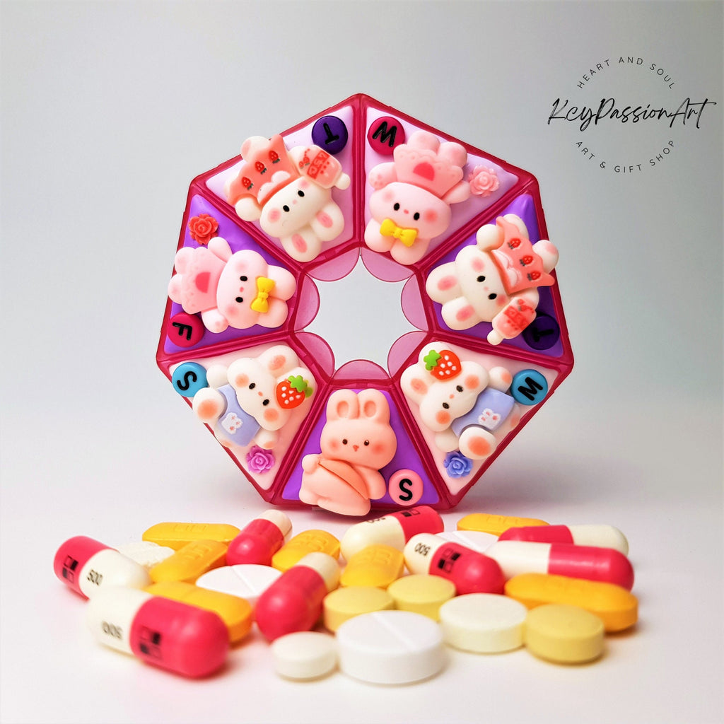 Playful Bunnies - Heptagon Pill Box