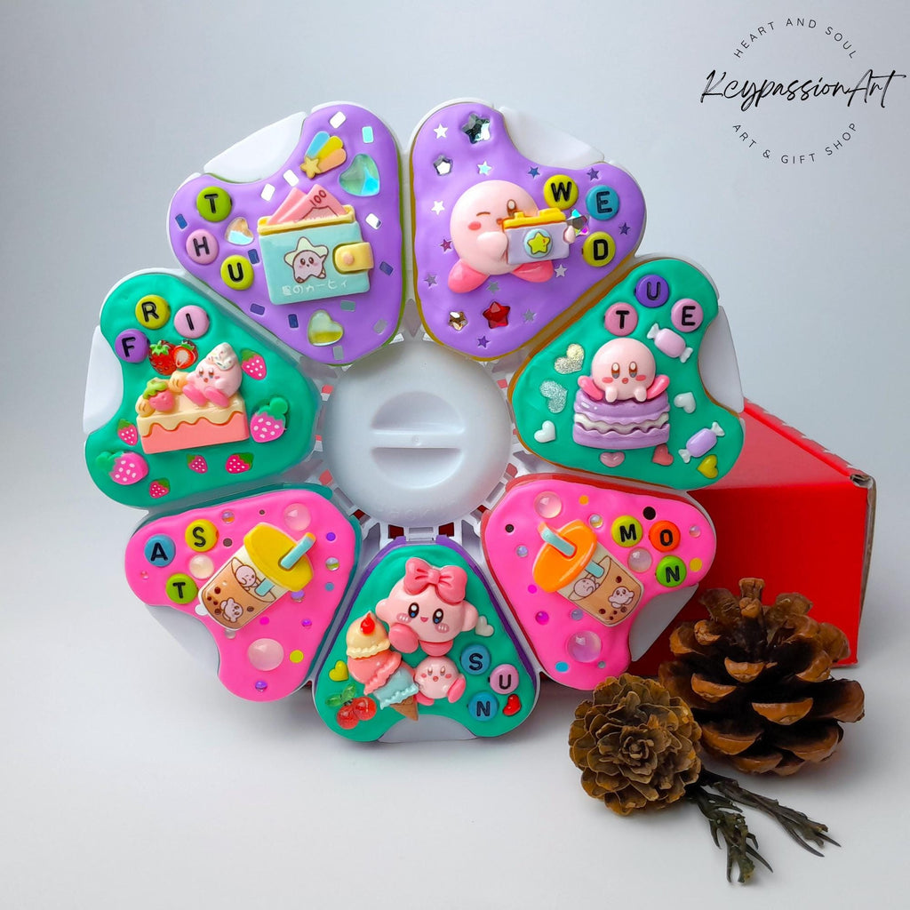 Jumbo-Pillenbox mit 8 Fächern, dekoriert, für 7 Tage, „Kabi Daily Fun“, für Medikamente, Vitamine und Nahrungsergänzungsmittel