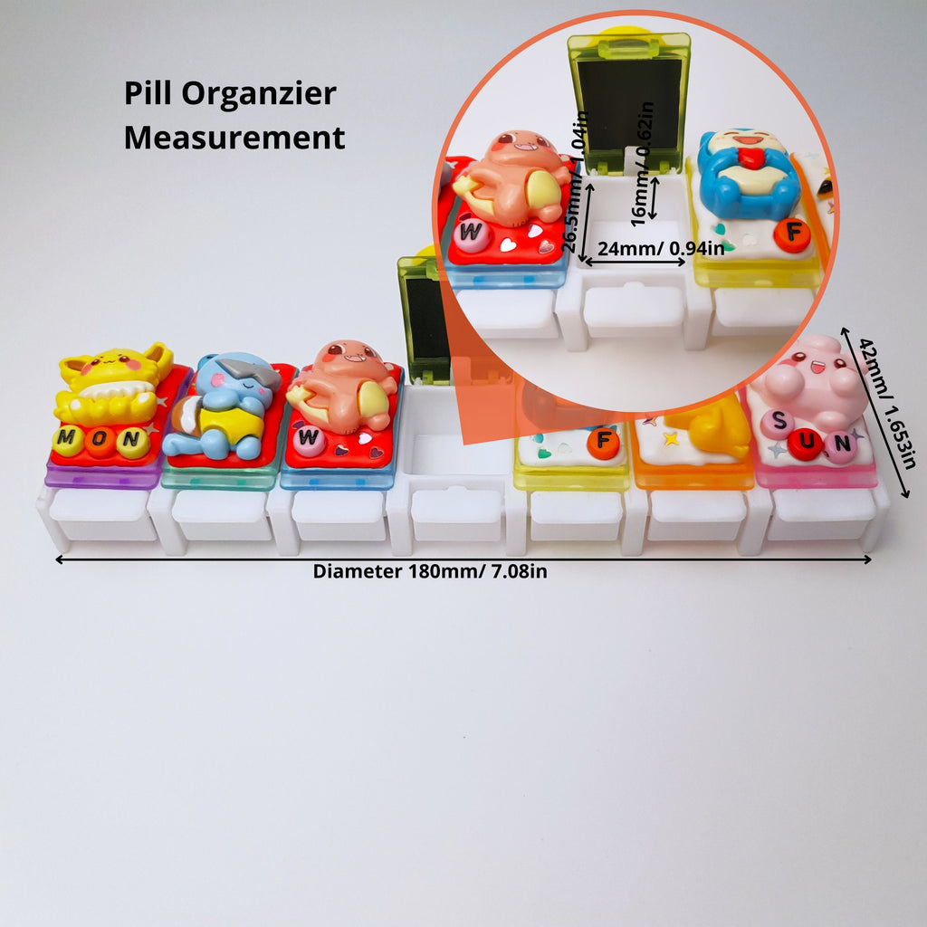 Pilulier personnalisé anime 7 jours, pilulier mignon, distributeur de médicaments et de compléments vitaminiques, pilulier hebdomadaire