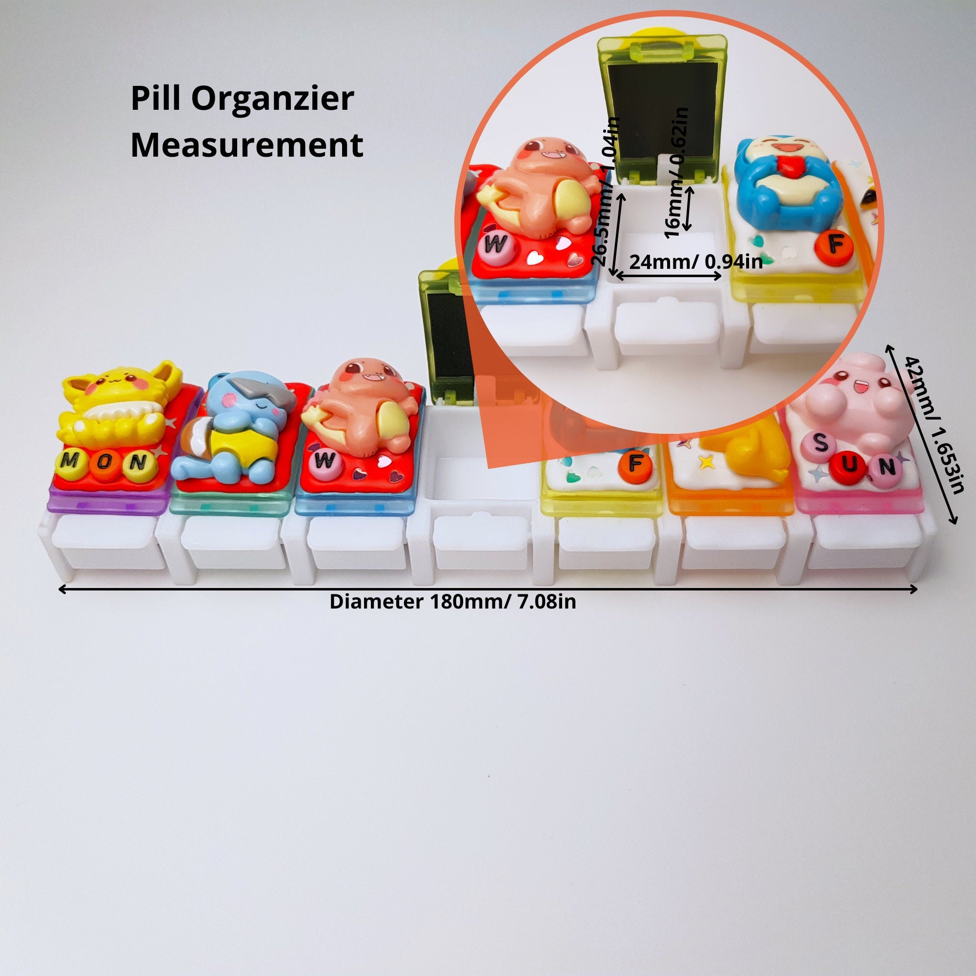 Pilulier personnalisé anime 7 jours, pilulier mignon, distributeur de médicaments et de compléments vitaminiques, pilulier hebdomadaire