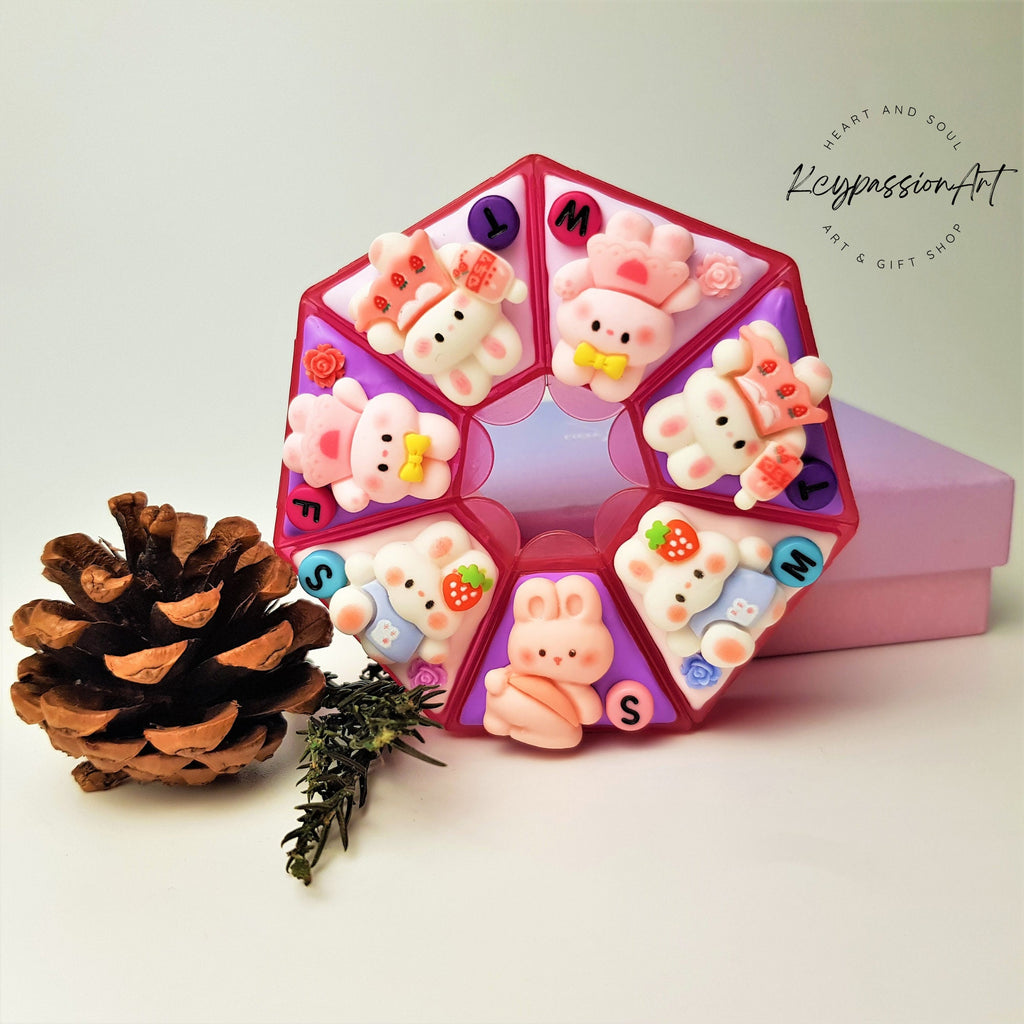Playful Bunnies - Heptagon Pill Box
