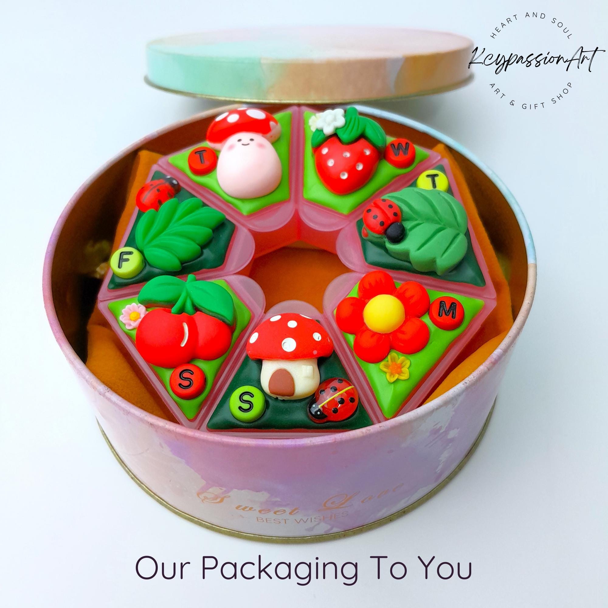 Mushroom Cherry Strawberry - Heptagon Pill Box