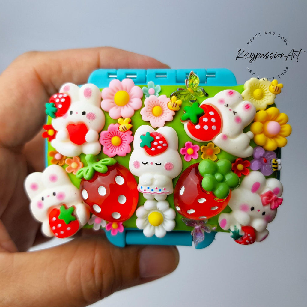 Strawberry Bunny Garden 3-Grids Compartments Pill Box