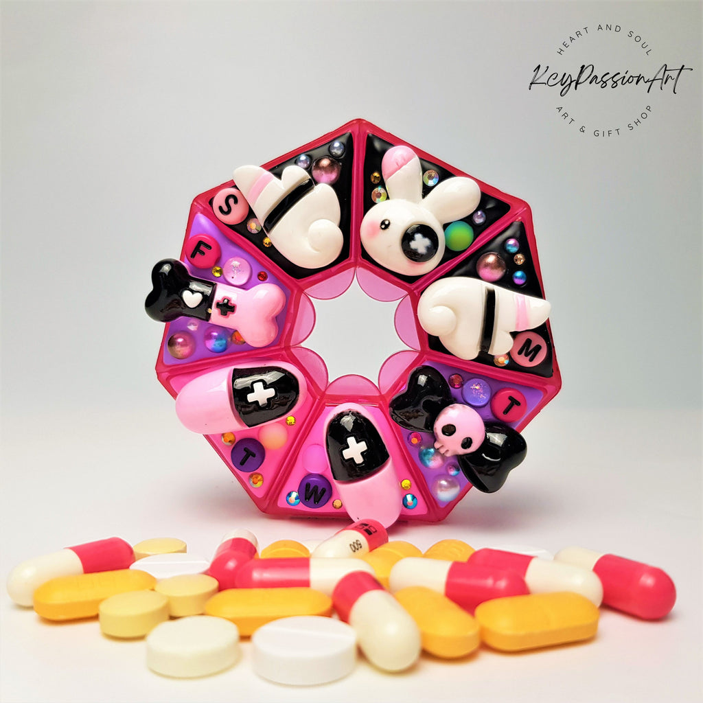 Bad Rabbit Decorated Heptagon Pill Box