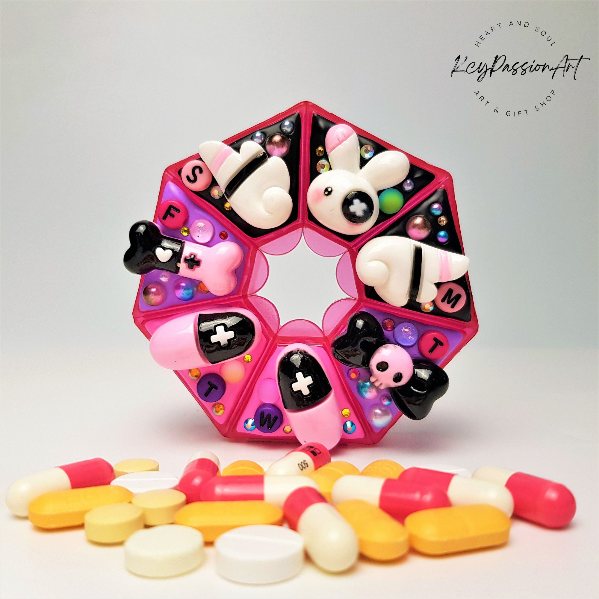 Bad Rabbit Decorated Heptagon Pill Box
