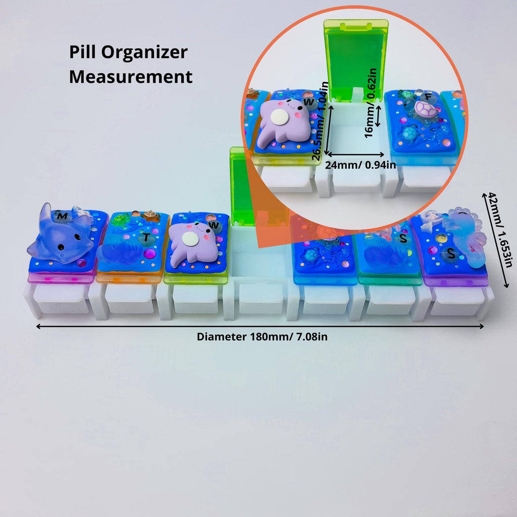 7-Tage-Pillenbox „Schönheit im Ozean“ – Leuchtende, niedliche Pillendose, Medikamenten- und Vitaminspender, Wochen-Pillenbox