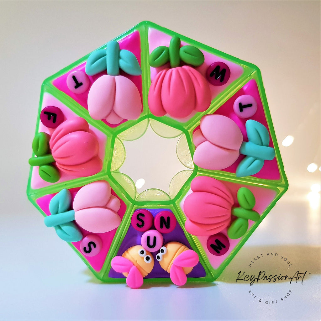 Tulip Flowers - Heptagon Pill Box