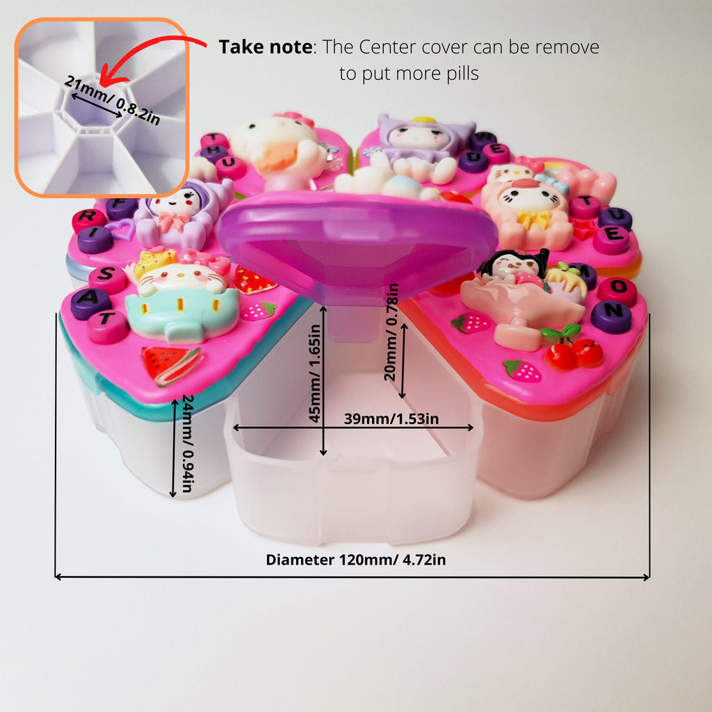 XL 7-Tage-Pillenbox „BFF“ für morgens und abends, 8-Fächer-Pillenbox, Spender für Medikamente und Vitamine