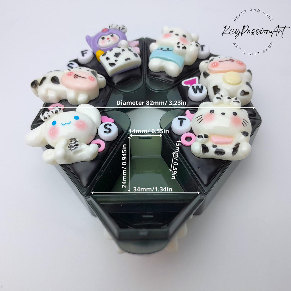 7-Tage-Pillenbox „Muh-Muh &amp; Freunde“, für Medikamente, Vitaminpräparate, 7-Tage-Pillenbox, Pillendose für Tag und Nacht