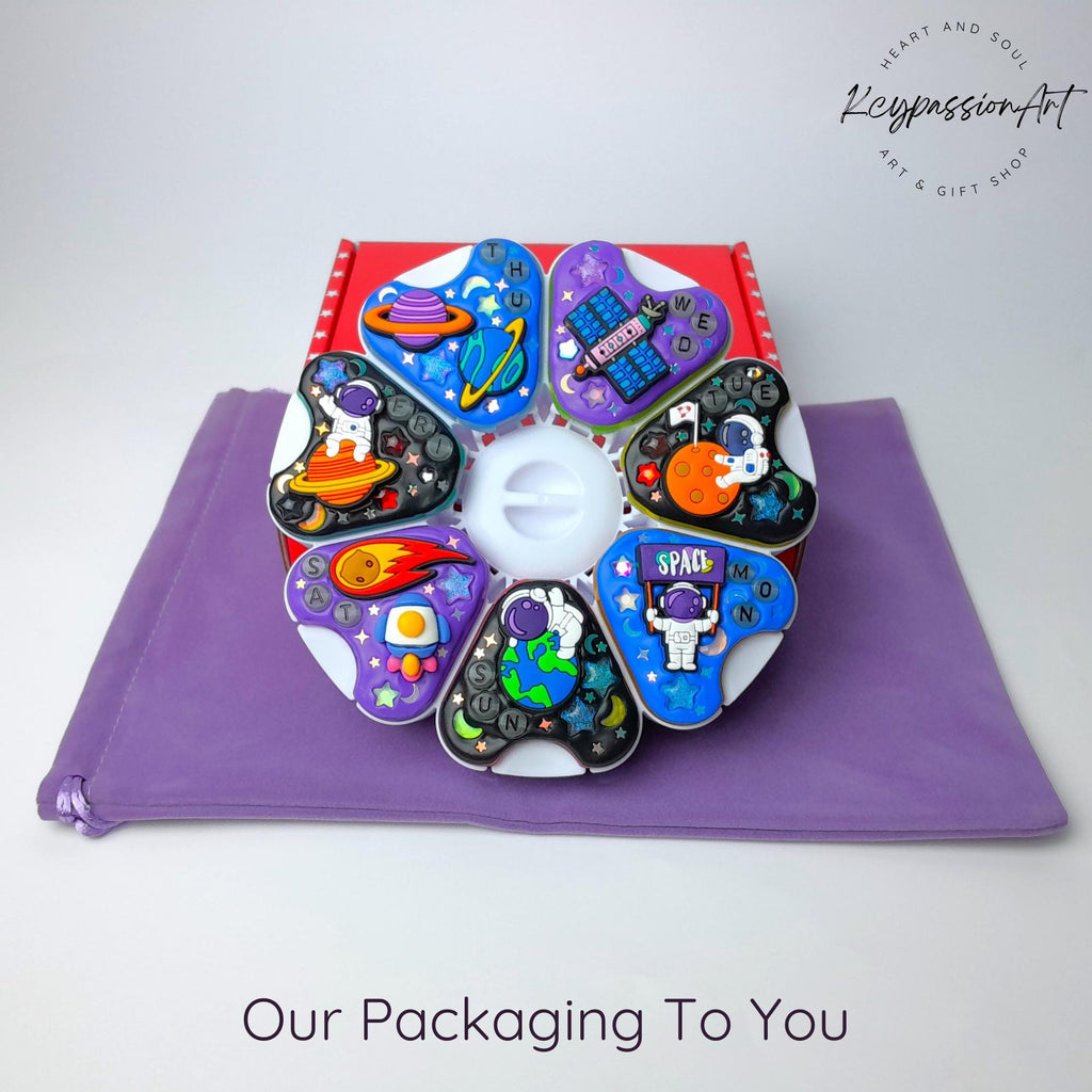 Jumbo-Pillenbox mit Dekor für 7 Tage, Motiv: „Ich brauche meinen Platz“, 8 Fächer, Behälter für Medikamente und Vitaminpräparate