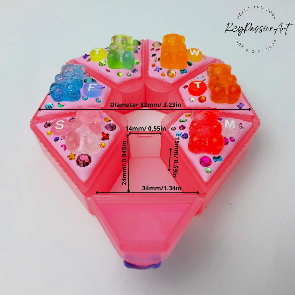 Glitter Gummy Bears - Heptagon Pill Box